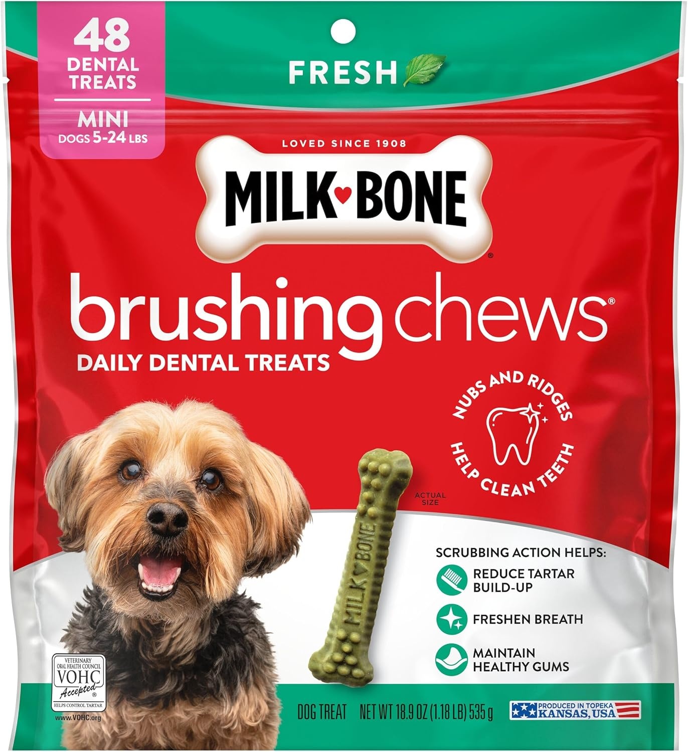 image:imageMilkBone Brushing Chews SmallMedium Fresh Flavor 25 Dental Treats 196oz bag Daily dental dog treats For dogs 2549 lbs Fresh mint flavorMini