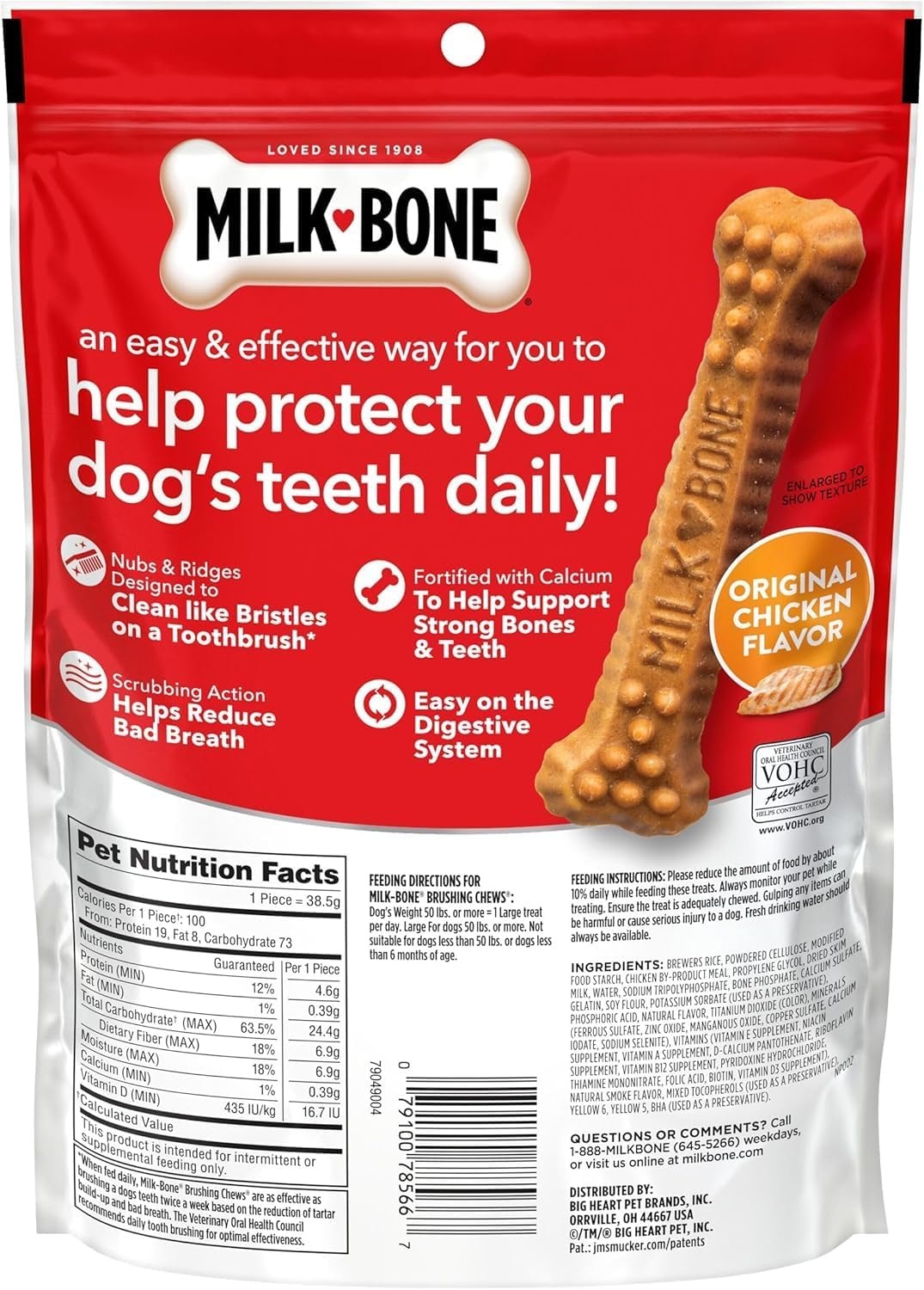 image:imageMilkBone Brushing Chews SmallMedium Original Flavor 35 Dental Treats 275oz bag Daily dental dog treats For dogs 2549 lbs Original chicken flavorChicken Large