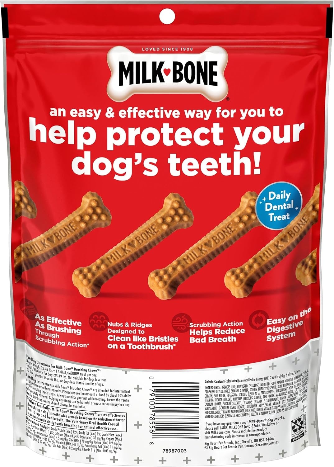 image:imageMilkBone Brushing Chews SmallMedium Original Flavor 35 Dental Treats 275oz bag Daily dental dog treats For dogs 2549 lbs Original chicken flavorChicken SmallMedium