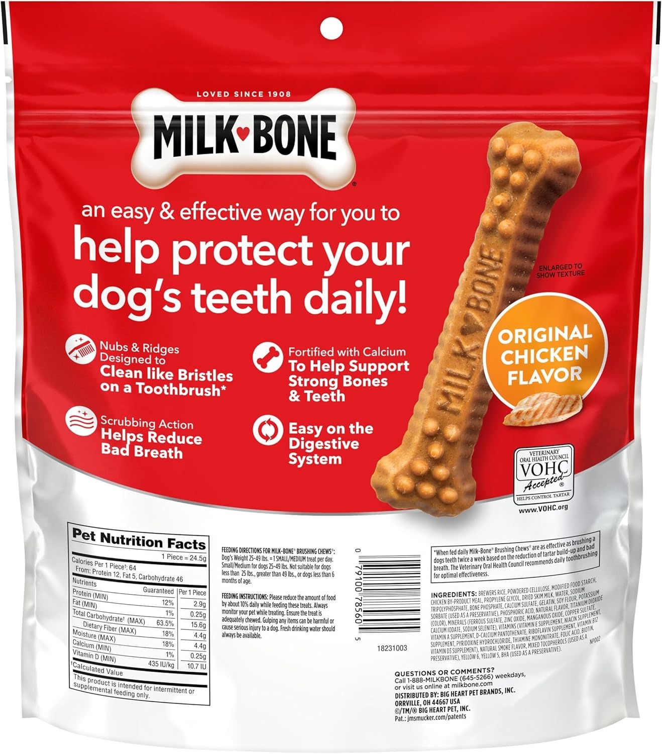 image:imageMilkBone Brushing Chews SmallMedium Original Flavor 35 Dental Treats 275oz bag Daily dental dog treats For dogs 2549 lbs Original chicken flavorChicken SmallMedium