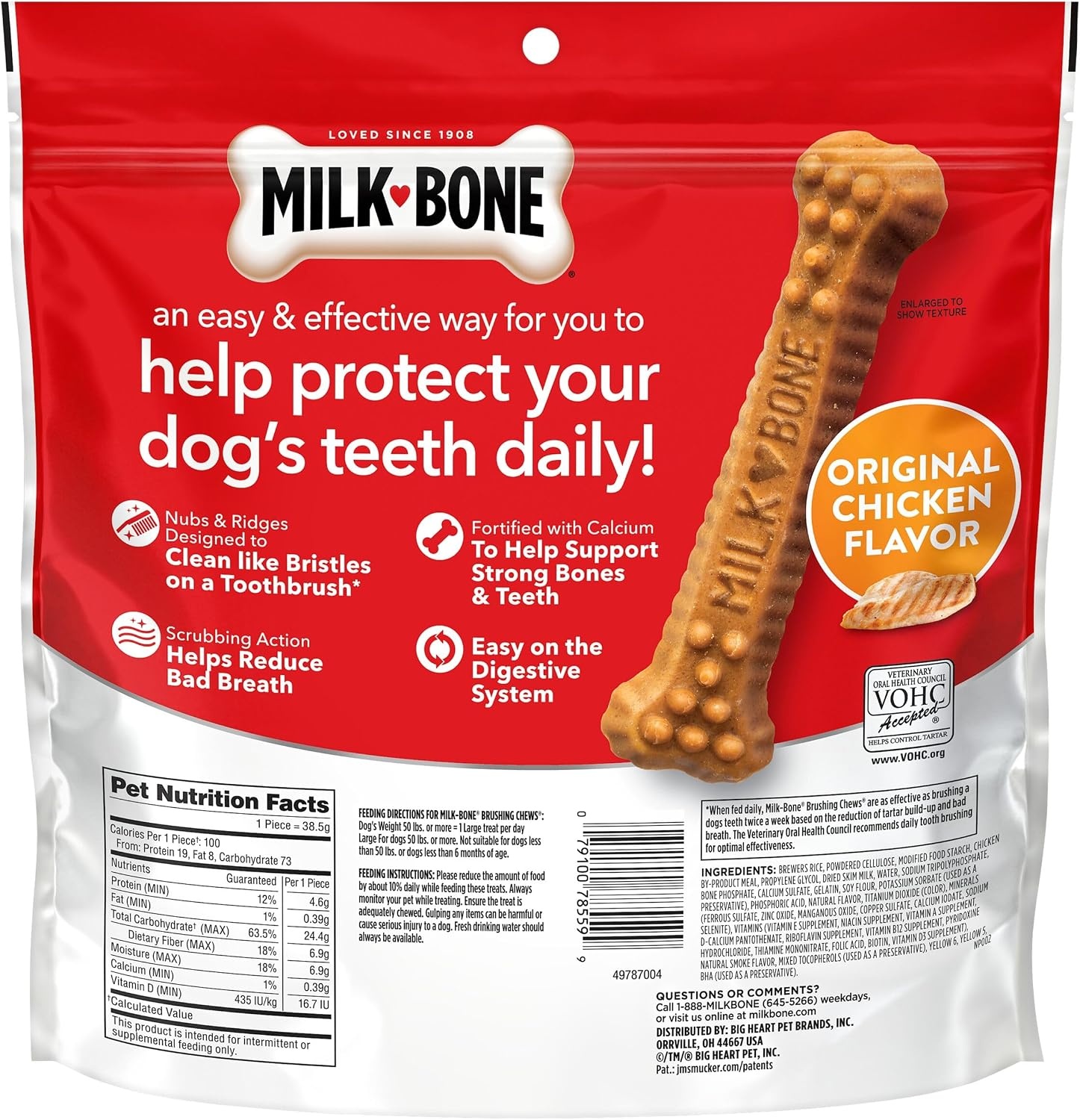 image:imageMilkBone Brushing Chews SmallMedium Original Flavor 35 Dental Treats 275oz bag Daily dental dog treats For dogs 2549 lbs Original chicken flavorChicken Large