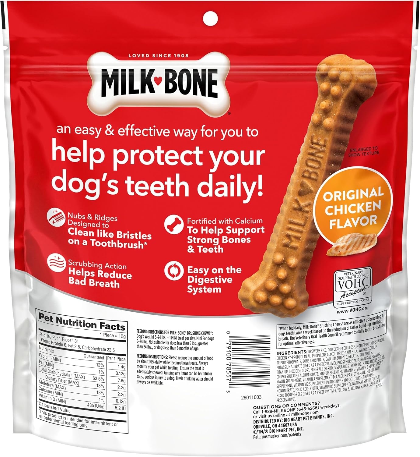 image:imageMilkBone Brushing Chews SmallMedium Original Flavor 35 Dental Treats 275oz bag Daily dental dog treats For dogs 2549 lbs Original chicken flavorChicken Mini