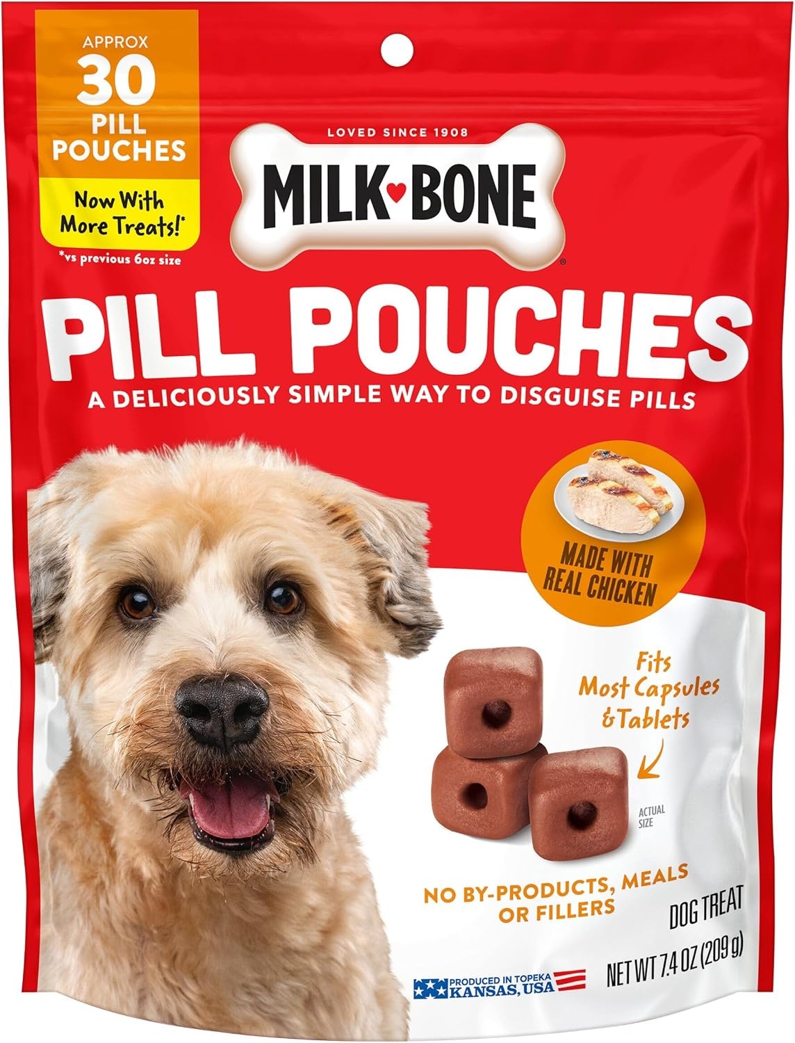 image:imageMilkBone Pill Pouches Hickory Smoked Bacon Flavor 30 Pill Pouches 74oz bag disguise your dogs pills fits most capsules and tabletsChicken