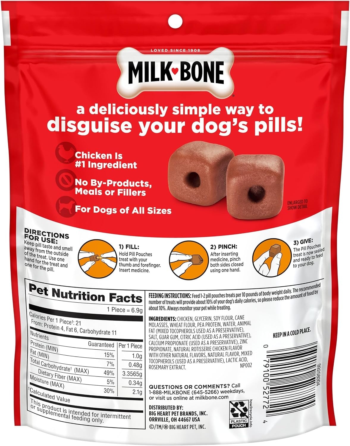 image:imageMilkBone Pill Pouches Hickory Smoked Bacon Flavor 30 Pill Pouches 74oz bag disguise your dogs pills fits most capsules and tabletsChicken