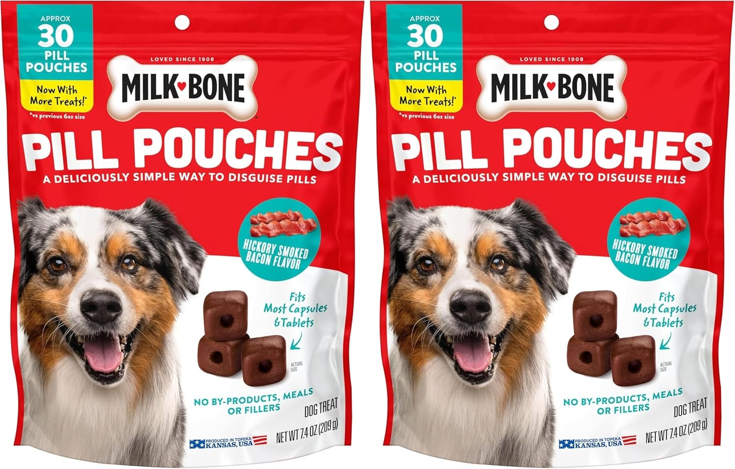 image:imageMilkBone Pill Pouches Hickory Smoked Bacon Flavor 30 Pill Pouches 74oz bag disguise your dogs pills fits most capsules and tabletsHickory Smoked Bacon
