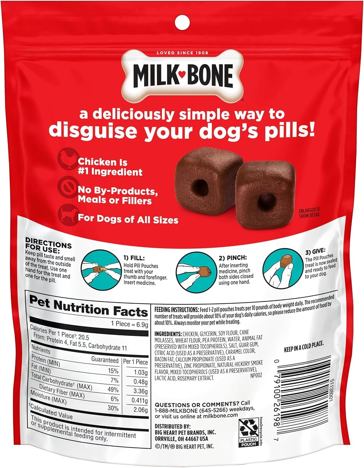 image:imageMilkBone Pill Pouches Hickory Smoked Bacon Flavor 30 Pill Pouches 74oz bag disguise your dogs pills fits most capsules and tabletsHickory Smoked Bacon