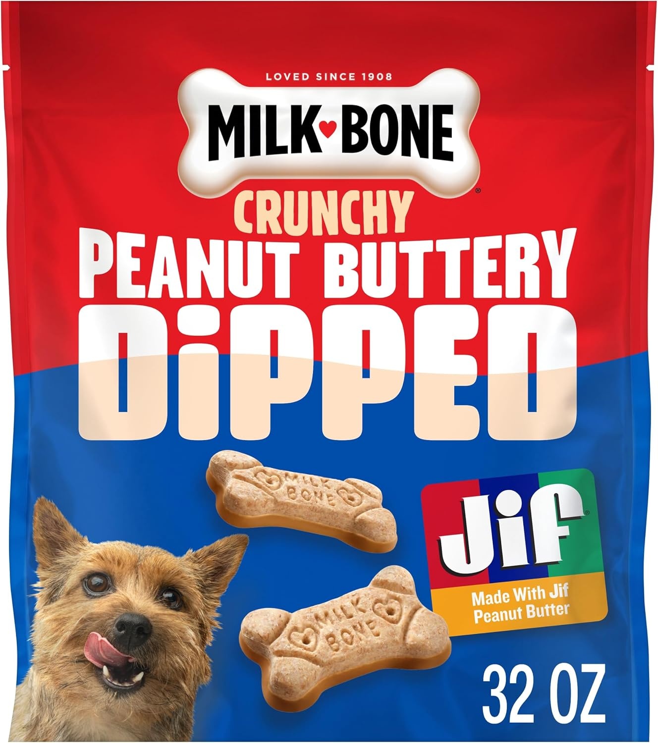 image:imageMilkBone Soft amp Chewy Peanut Buttery Bites 2 Bags 24oz bags soft dog treats with Jif peanut butterDipped Biscuits
