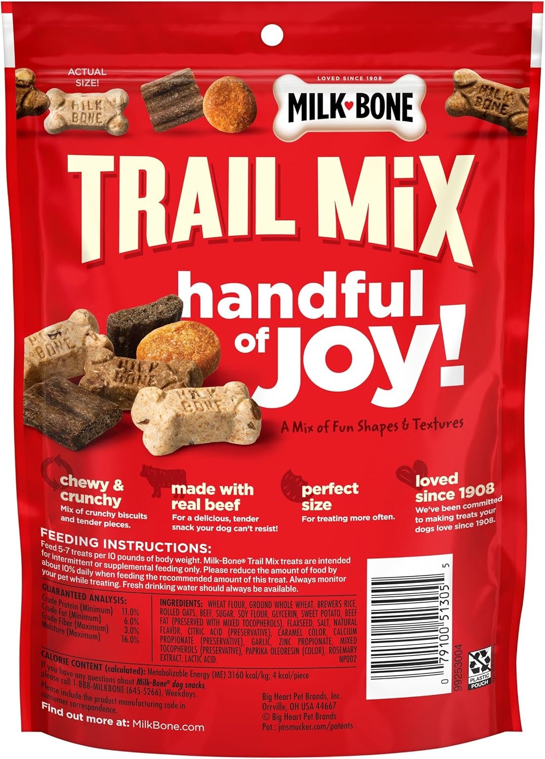 image:imageMilkBone Trail Mix Crunchy amp Chewy Dog Treats 6 Bags 9oz bags made with real beef amp sweet potato bite sized dog treats in a mix of fun shapes and textures9 Ounce Pack of 6