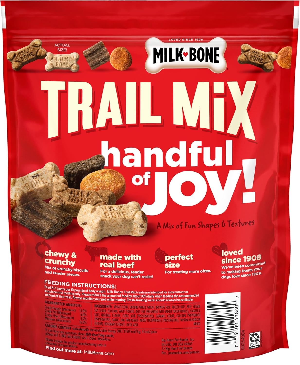 image:imageMilkBone Trail Mix Crunchy amp Chewy Dog Treats 6 Bags 9oz bags made with real beef amp sweet potato bite sized dog treats in a mix of fun shapes and textures125 Pound Pack of 1