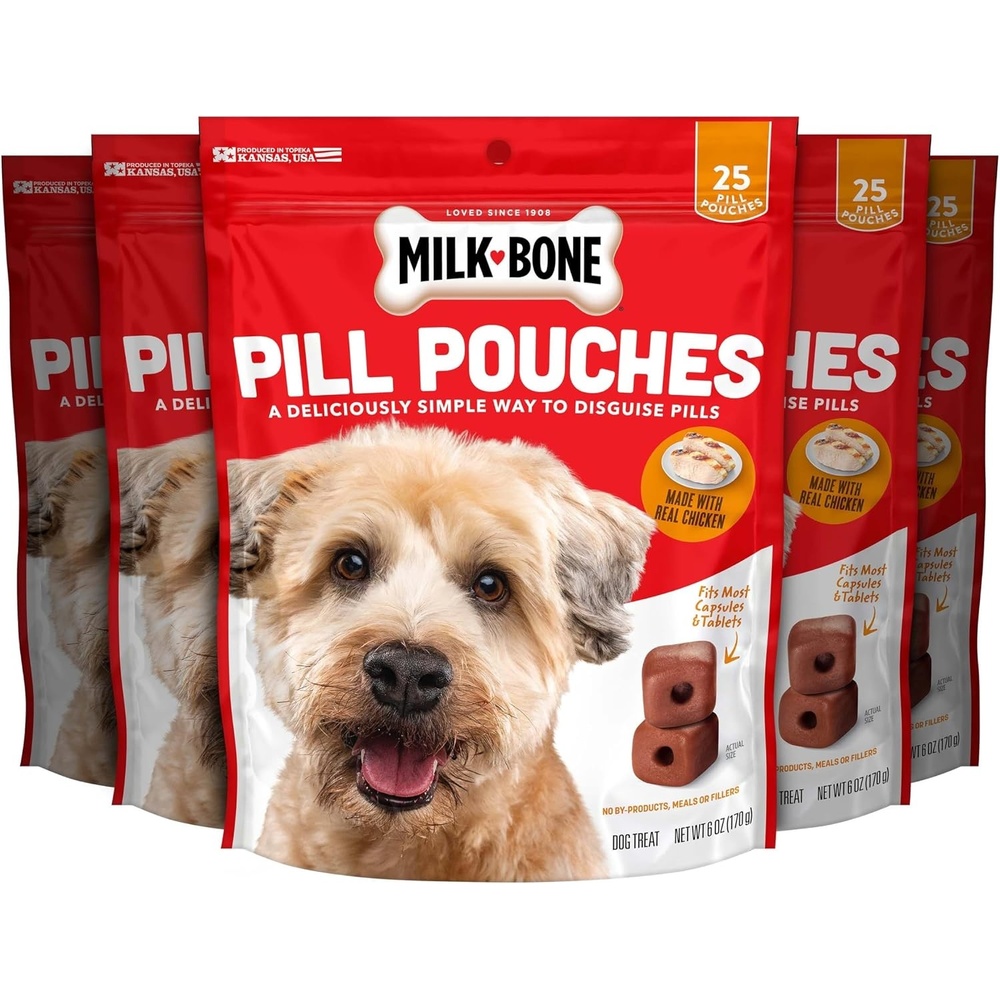 image:imageMilkBone Pill Pouches Hickory Smoked Bacon Flavor 30 Pill Pouches  74oz bag disguise your dogs pills fits most capsules and tabletsChicken