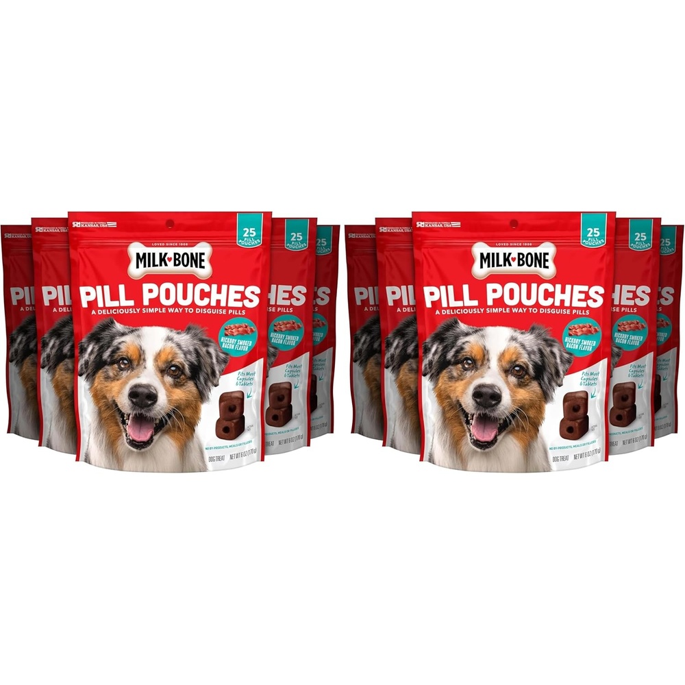 image:imageMilkBone Pill Pouches Hickory Smoked Bacon Flavor 30 Pill Pouches 74oz bag disguise your dogs pills fits most capsules and tabletsHickory Smoked Bacon