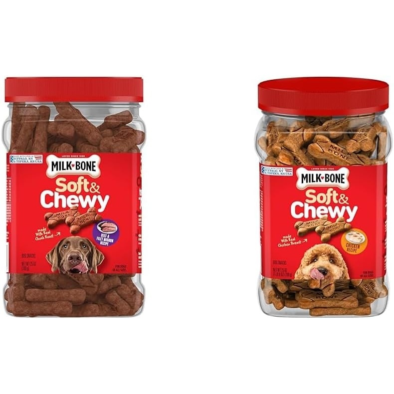 image:imageMilkBone Soft amp Chewy Dog Treats with Real Beef amp Filet Mignon 10 Pouches 56oz pouches tender tempting dog treats easy to chew for dogs of all ages and sizesBundle Beef Chicken