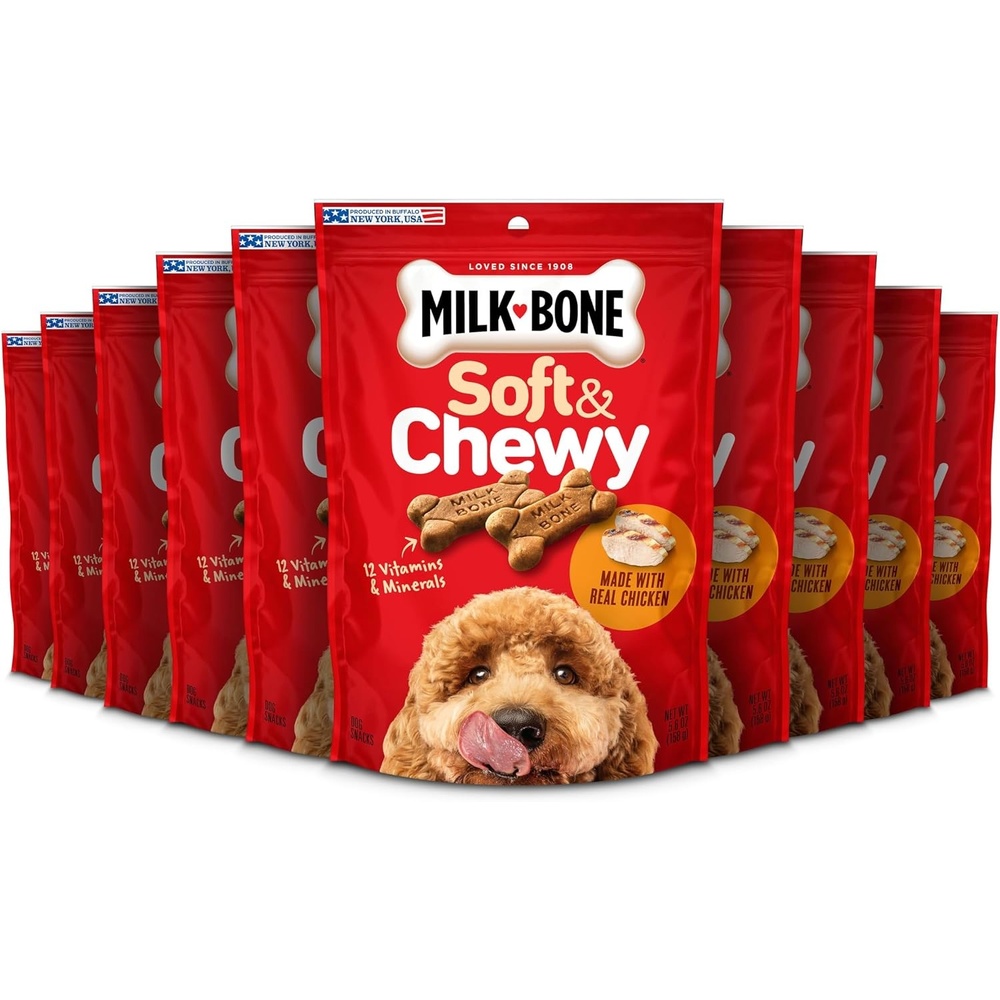 image:imageMilkBone Soft amp Chewy Dog Treats with Real Beef amp Filet Mignon 10 Pouches 56oz pouches tender tempting dog treats easy to chew for dogs of all ages and sizesChicken
