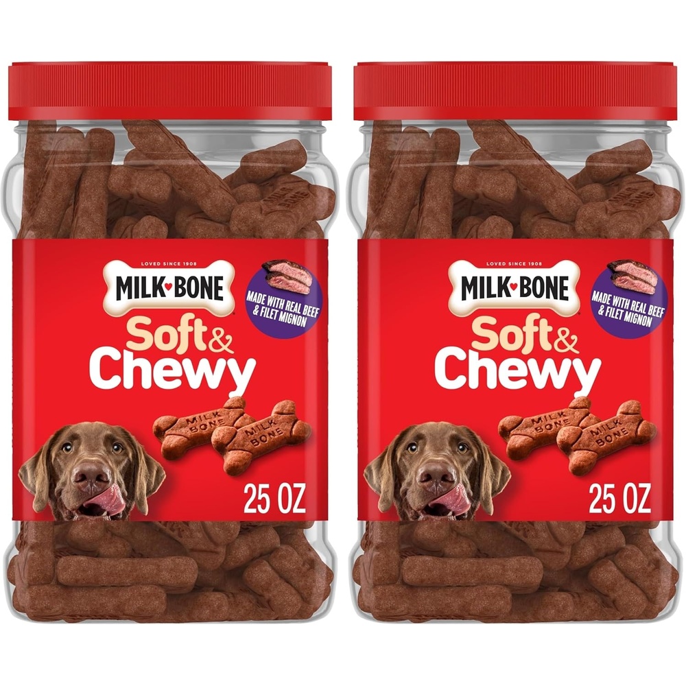 image:imageMilkBone Soft amp Chewy Dog Treats with Real Beef amp Filet Mignon 10 Pouches  56oz pouches tender tempting dog treats easy to chew for dogs of all ages and sizesBeef