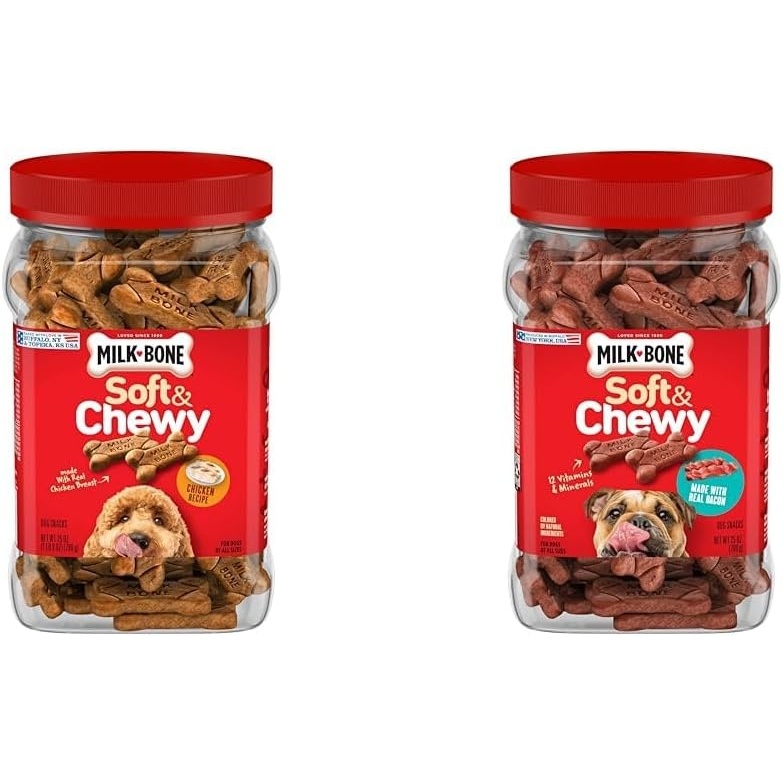 image:imageMilkBone Soft amp Chewy Dog Treats with Real Beef amp Filet Mignon 10 Pouches 56oz pouches tender tempting dog treats easy to chew for dogs of all ages and sizesBundle Chicken Bacon