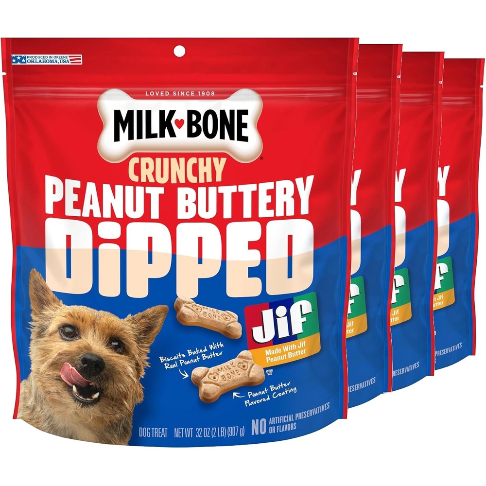 image:imageMilkBone Soft amp Chewy Peanut Buttery Bites 2 Bags 24oz bags soft dog treats with Jif peanut butterDipped Biscuits